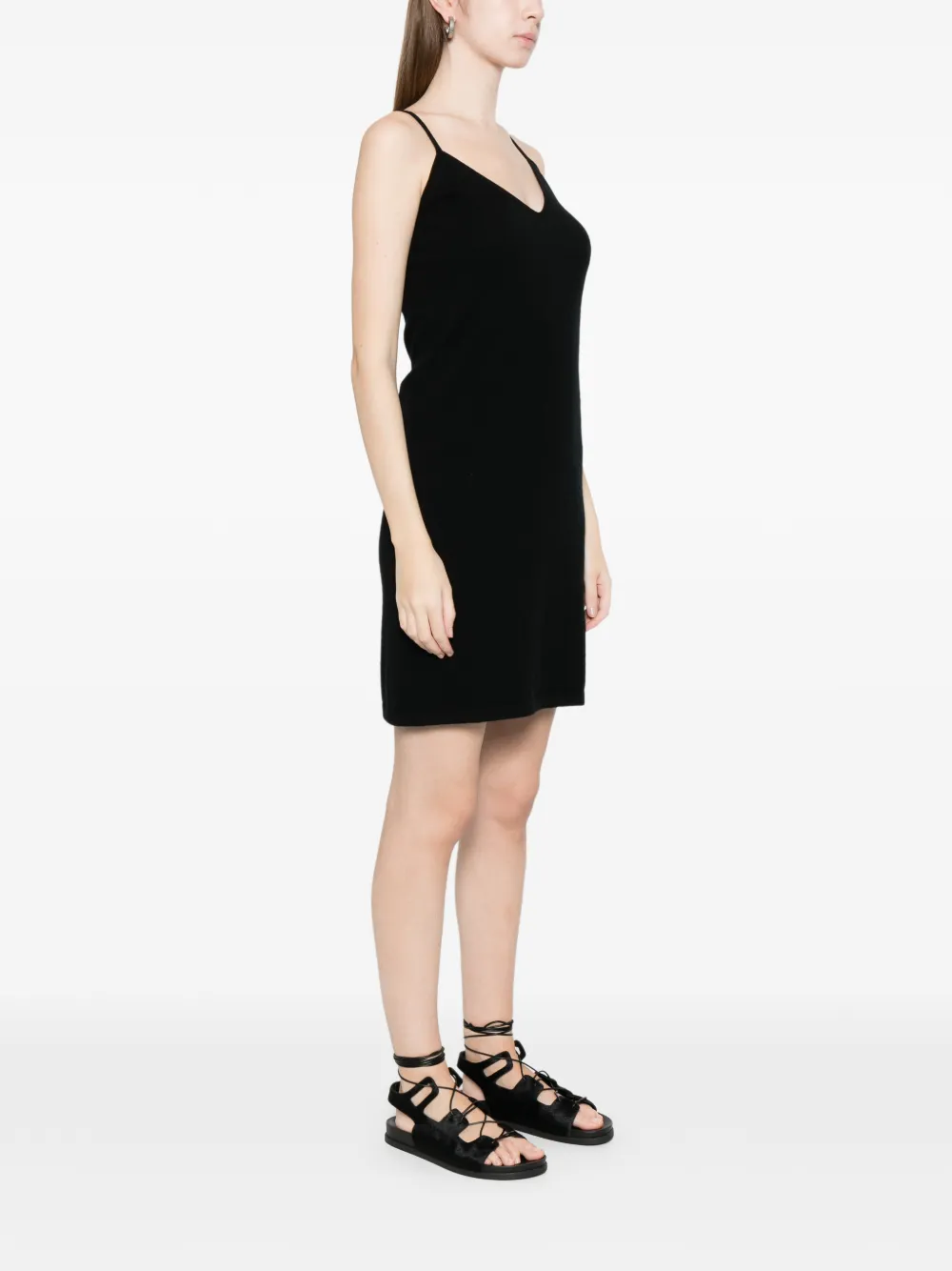  Bompard V-neck Mini Dress - Black 