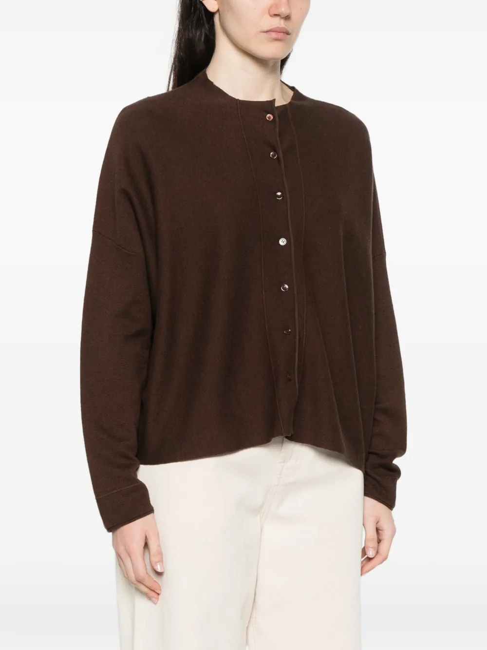  Bompard Button Round-neck Cardigan - Brown 