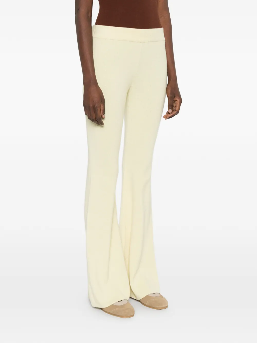  Bompard Ribbed Flared Trousers - Yellow 