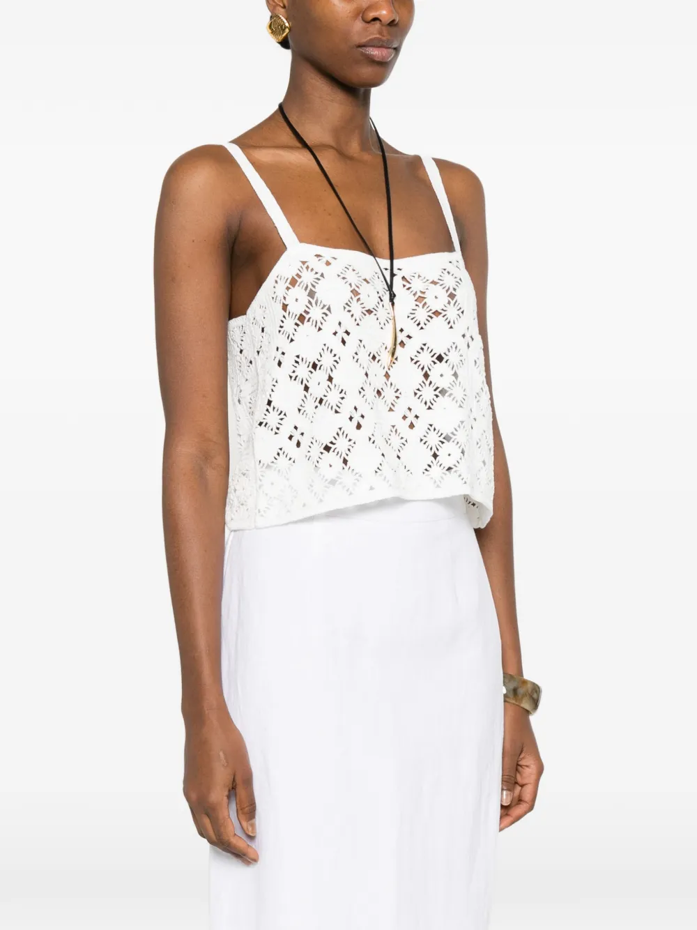 Bompard Crochet Openwork Top In White