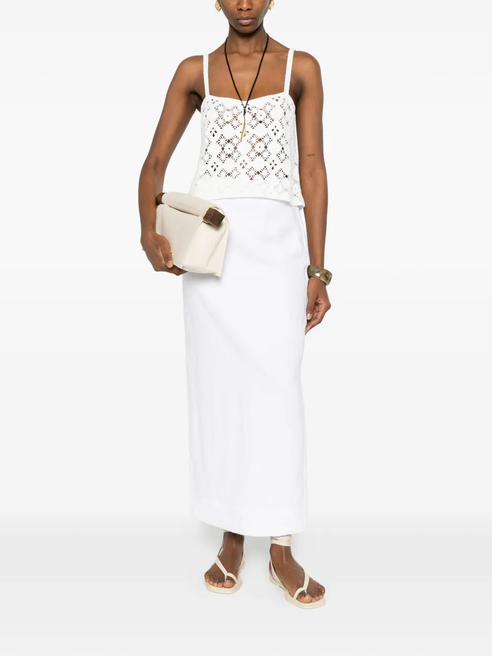 Bompard Crochet Openwork Top In White
