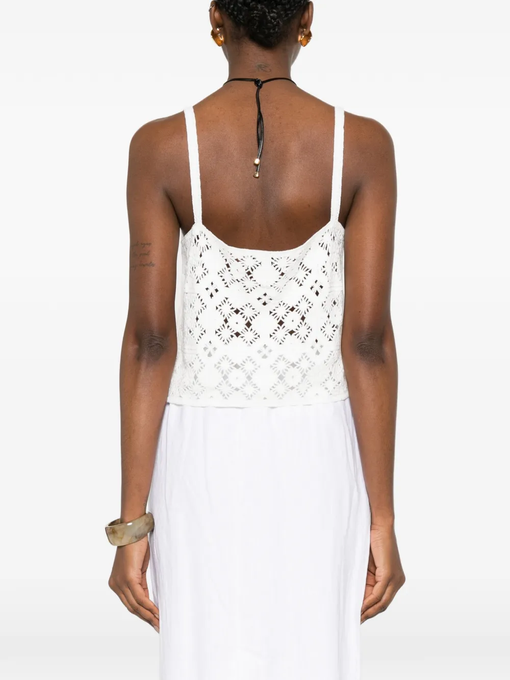 Bompard Crochet Openwork Top In White