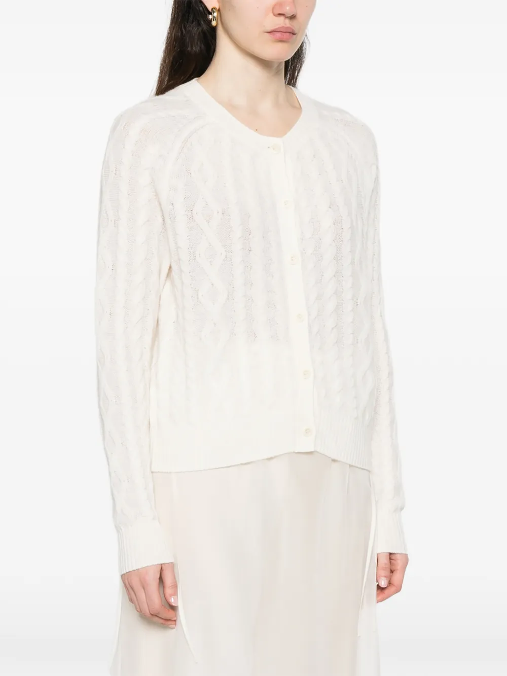  Bompard Cable-knit Button Cardigan - White 