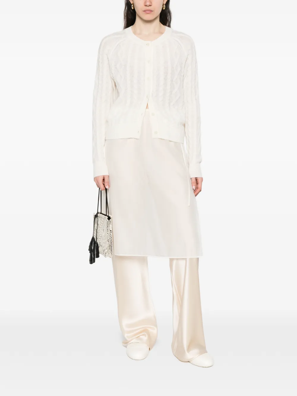  Bompard Cable-knit Button Cardigan - White 
