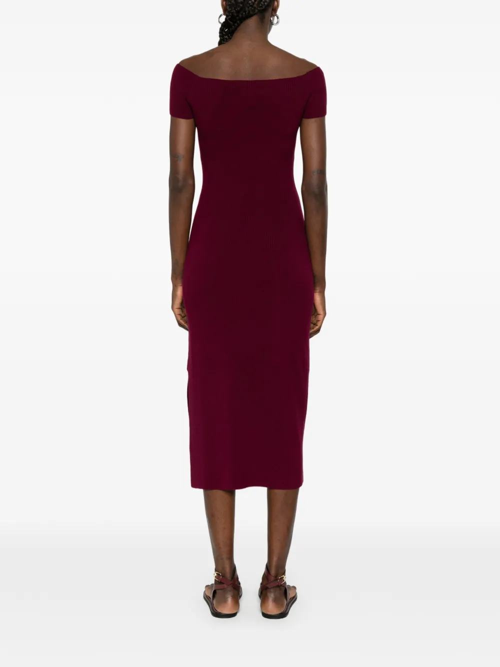 Bardot Flared Knitted Midi Dress
