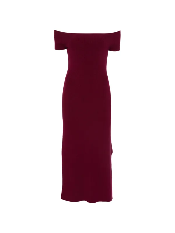 bardot knitted midi dress Light-Stone Bardot-Knitted Midi-Dress