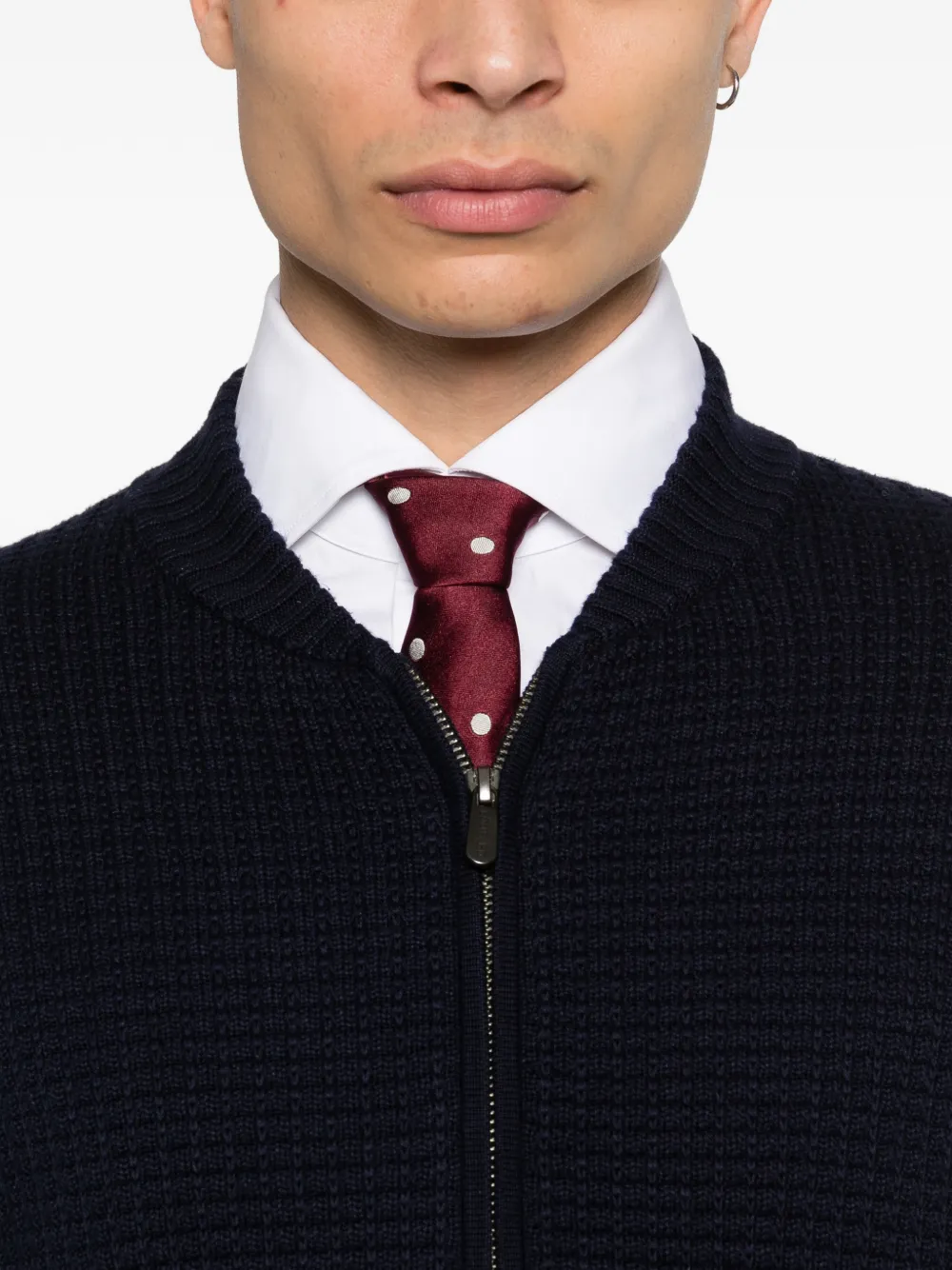 Waffle-Knit Zipped Cardigan