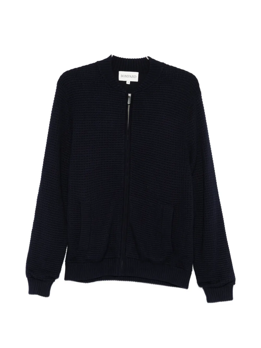 Bompard Waffle-knit Zipped Cardigan In Black