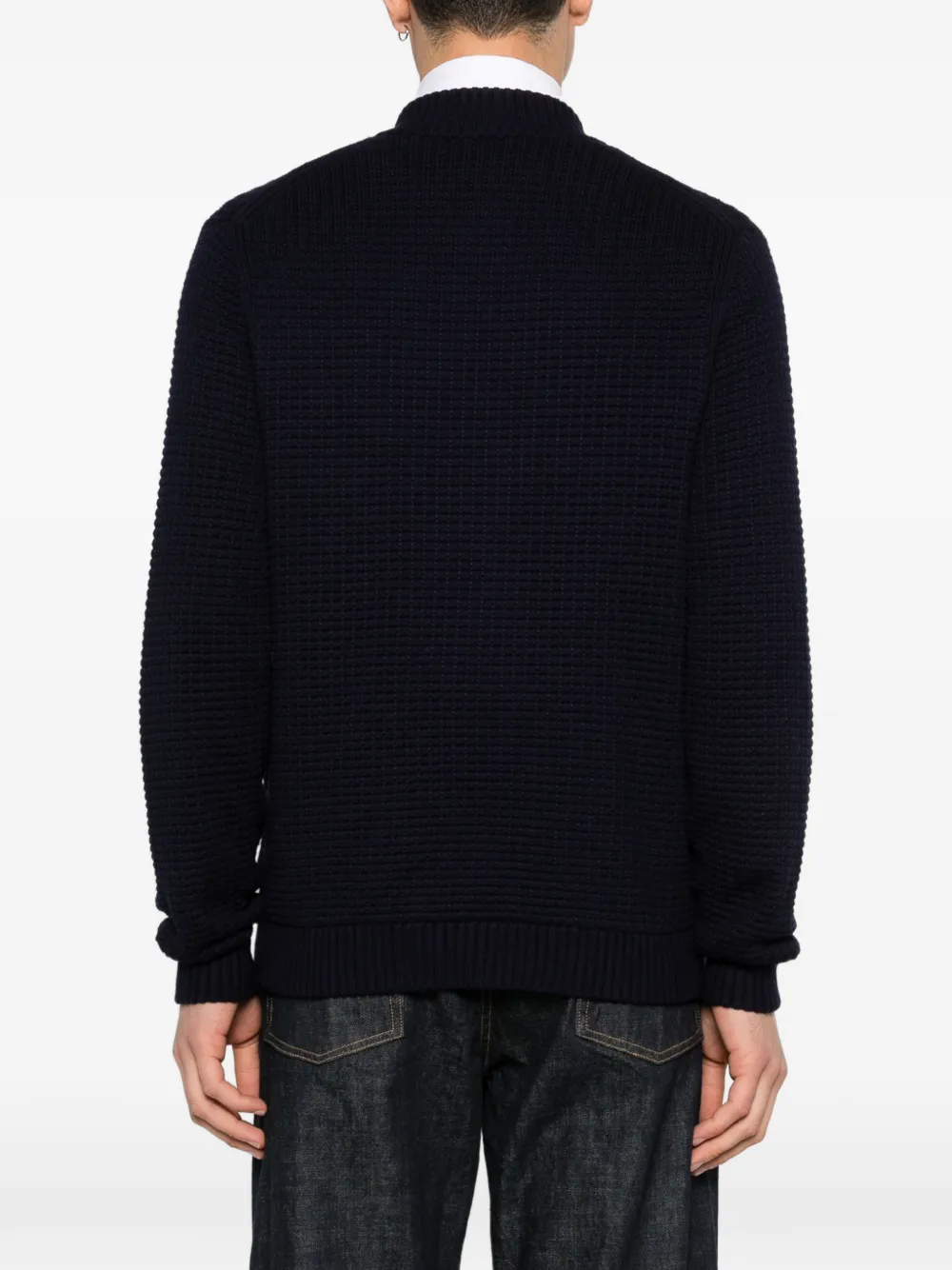 Waffle-Knit Zipped Cardigan