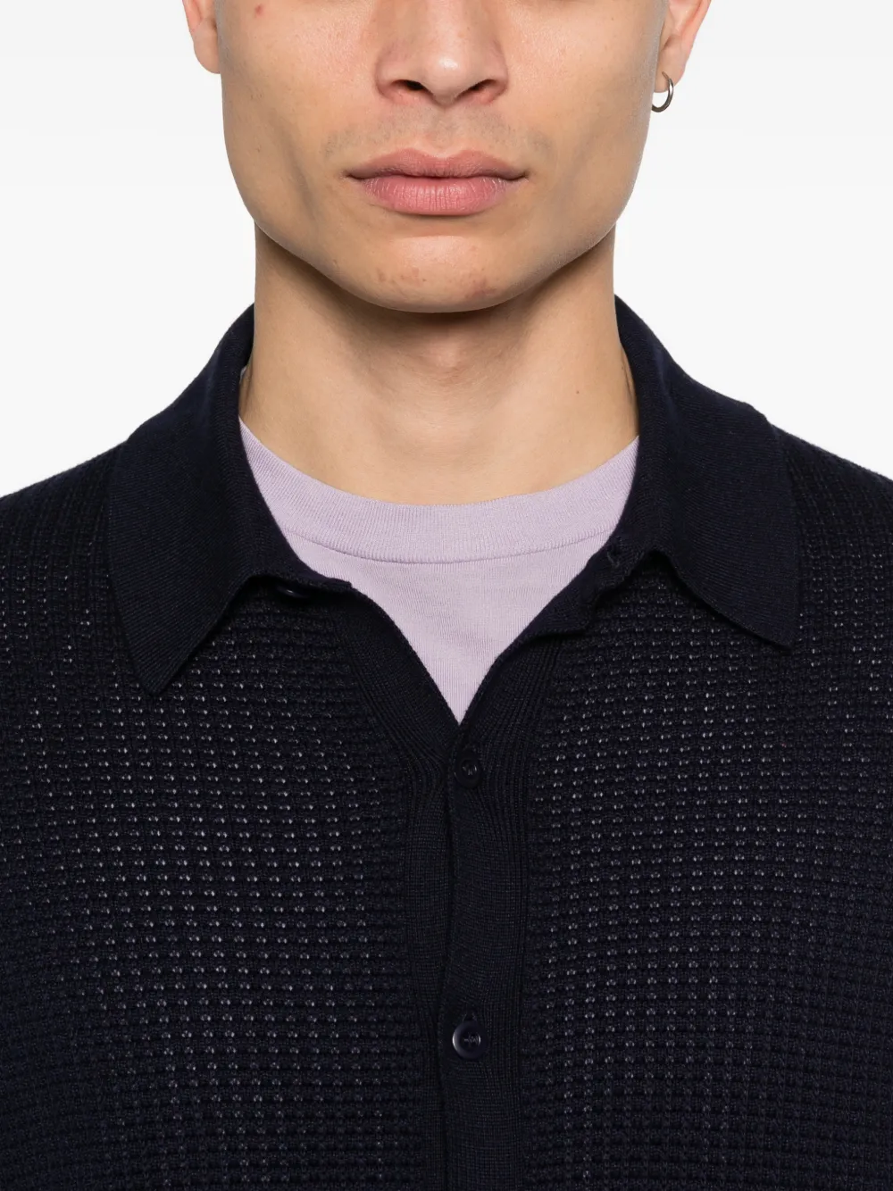 BOMPARD Overhemd met wafelpatroon en knopen Blauw