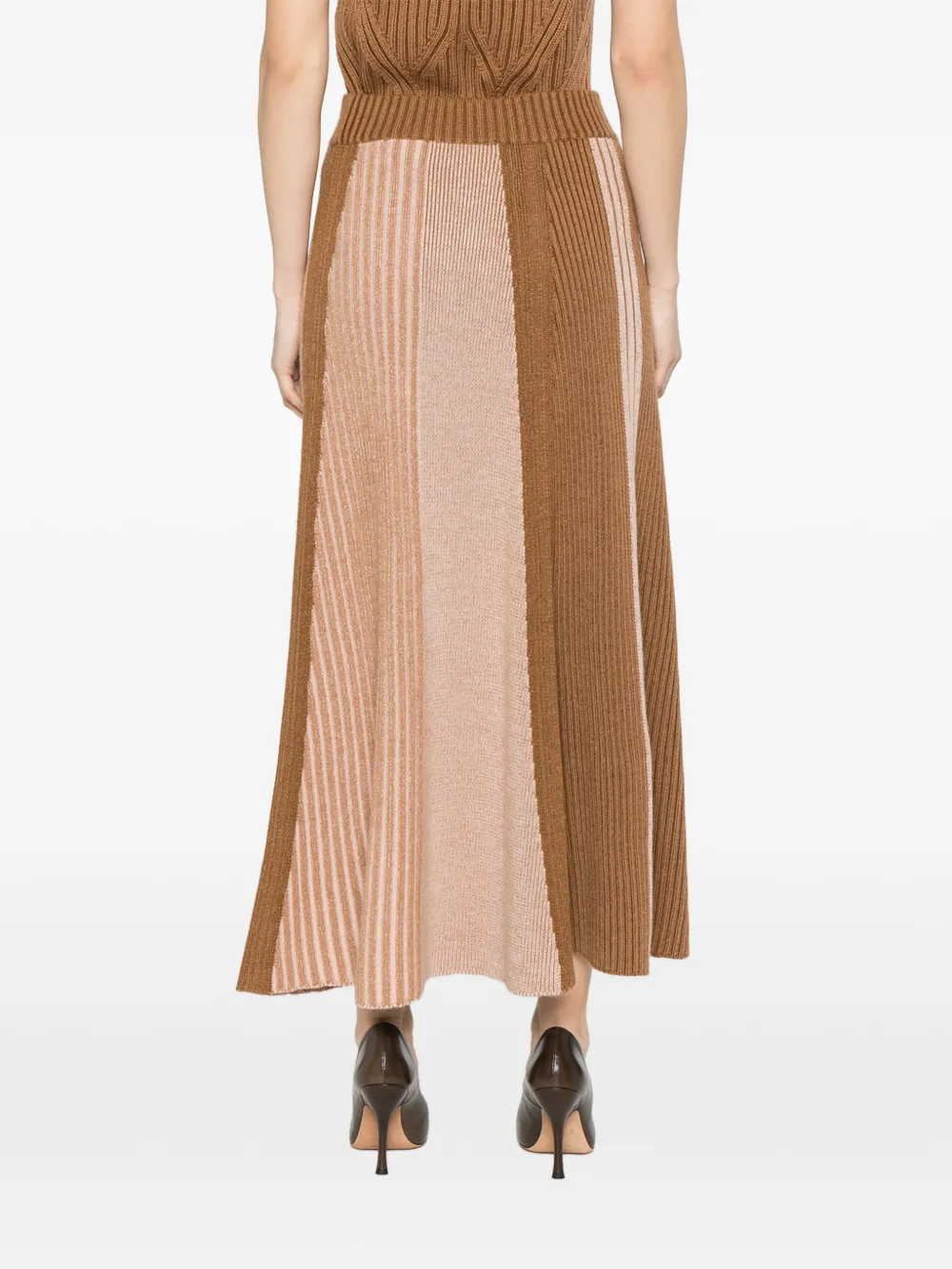 BOMPARD Geribbelde rok met patchwork Bruin