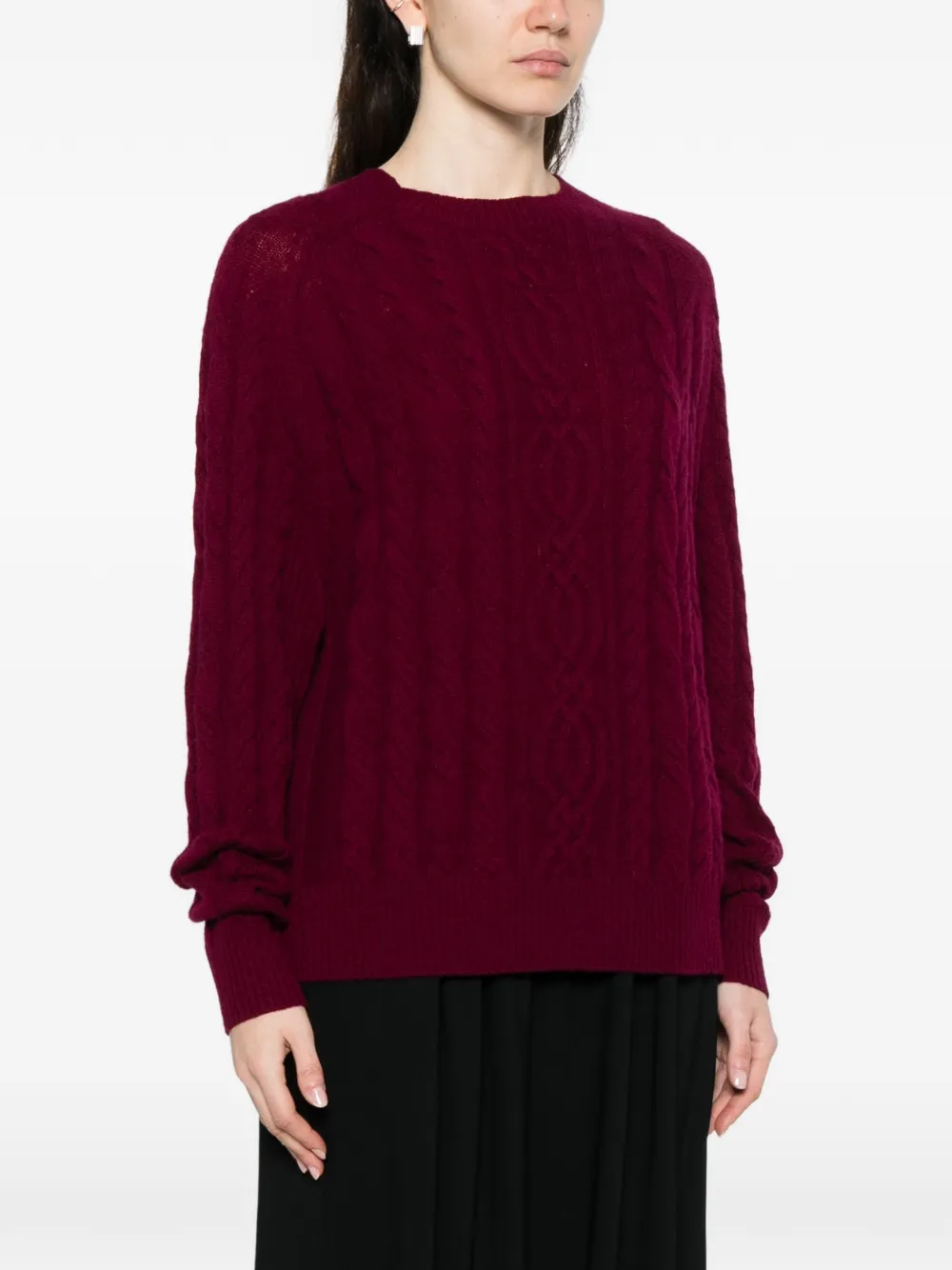  Bompard Cable-knit Round-neck Sweater - Red 