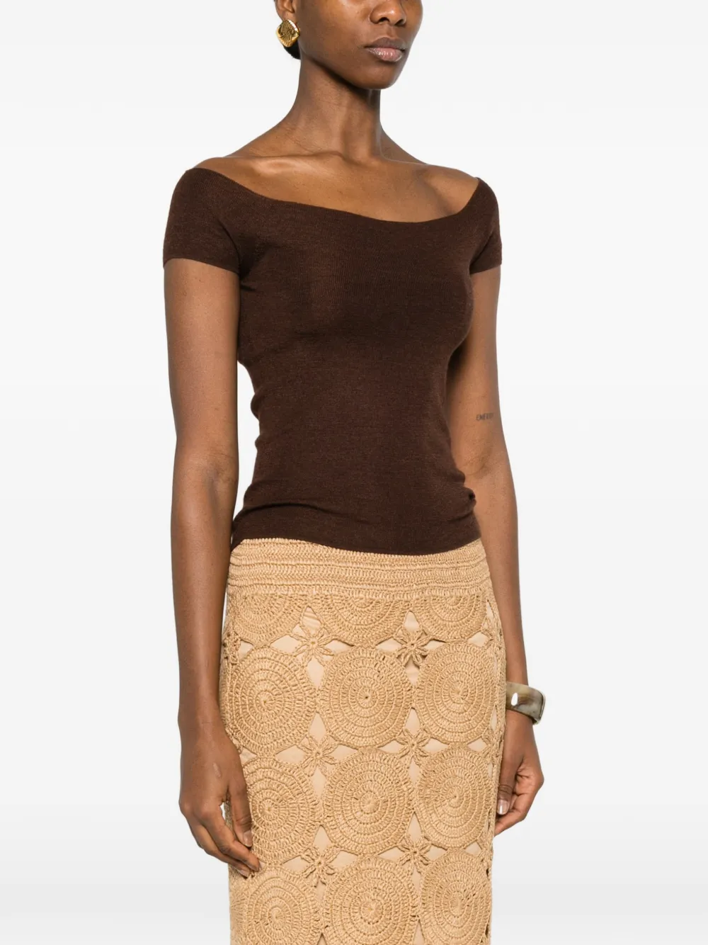  Bompard Ribbed Knitted Top - Brown 
