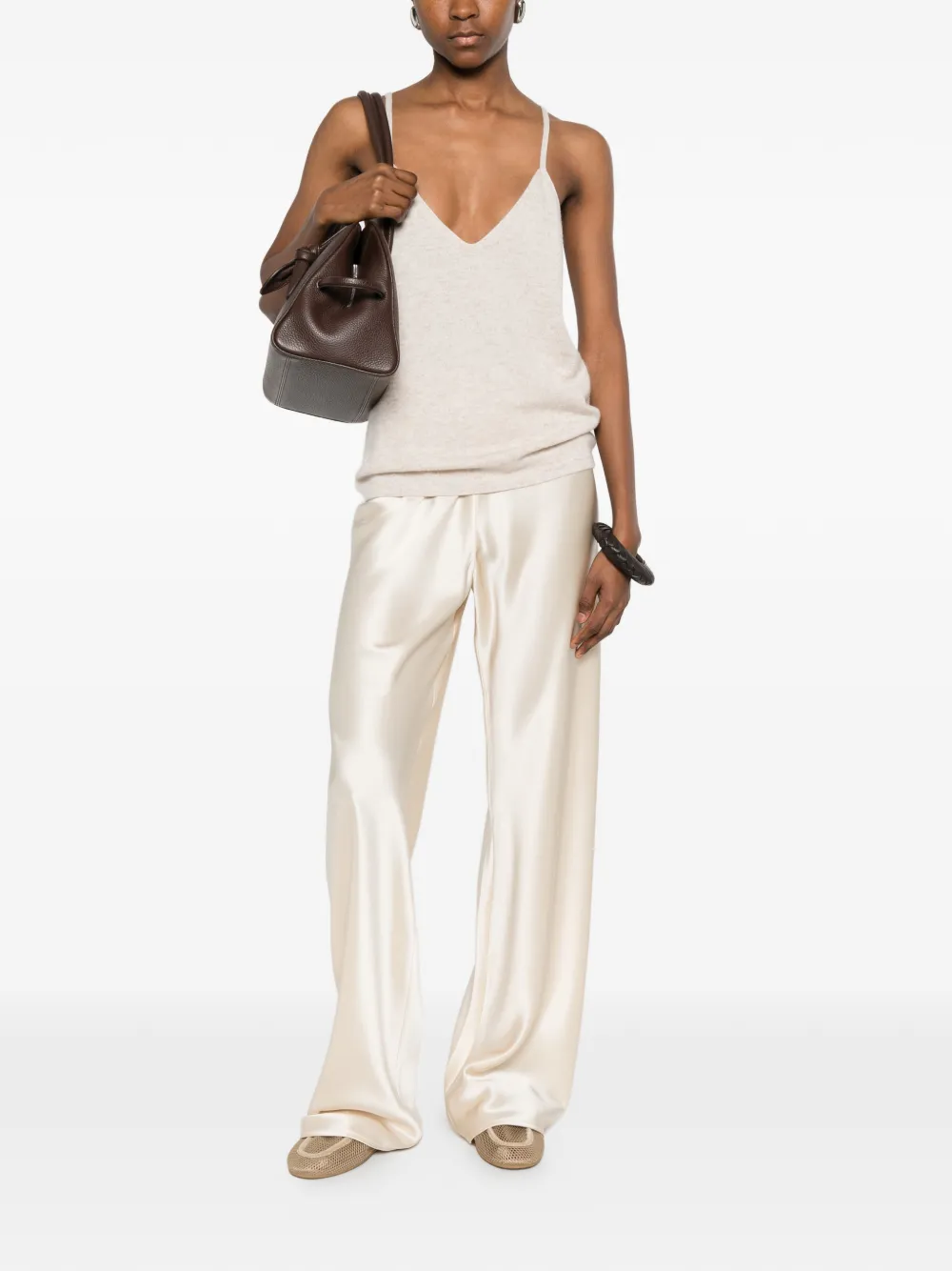 Bompard V-neck Strap Top In White