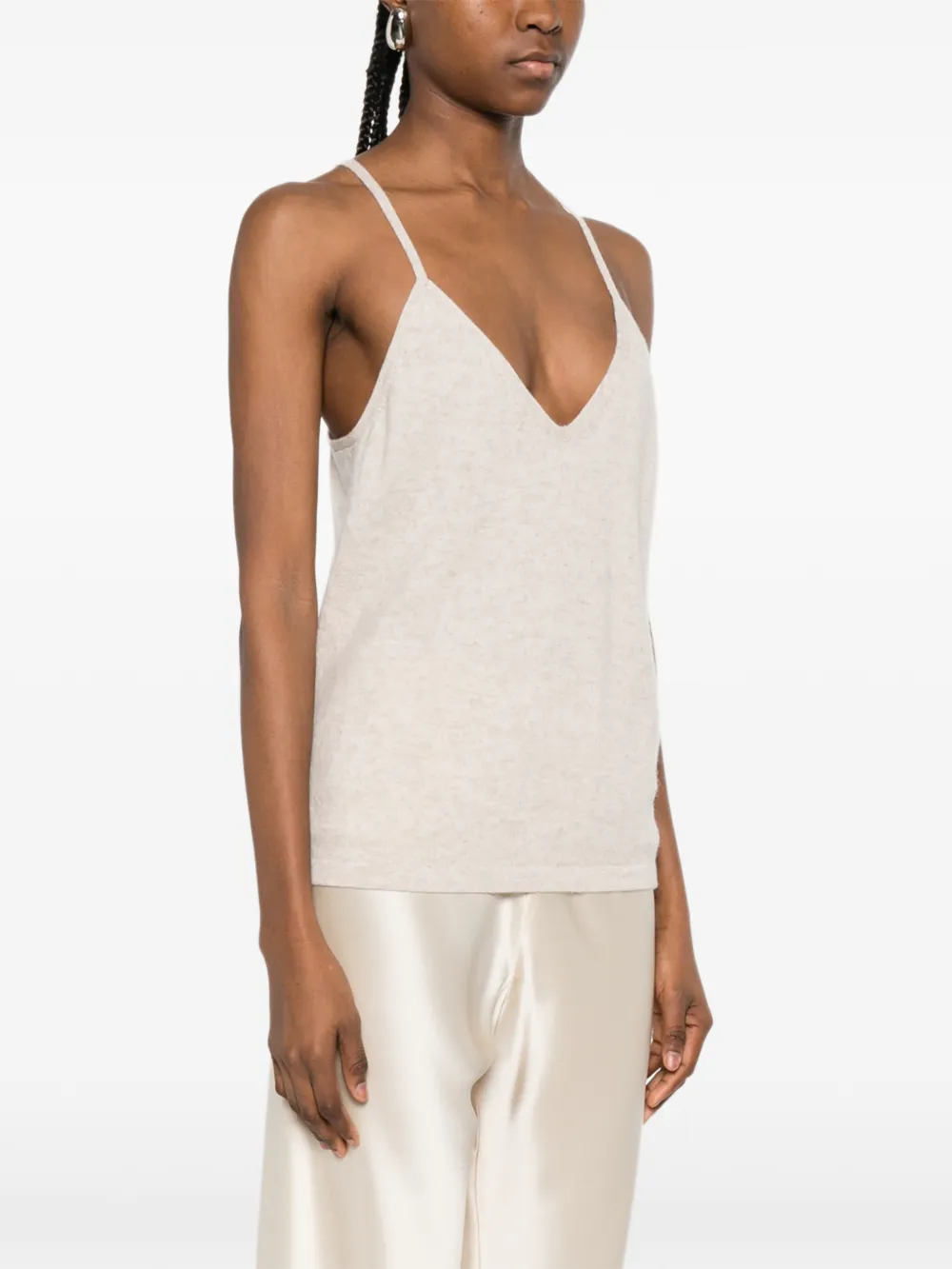 Bompard V-neck Strap Top In White
