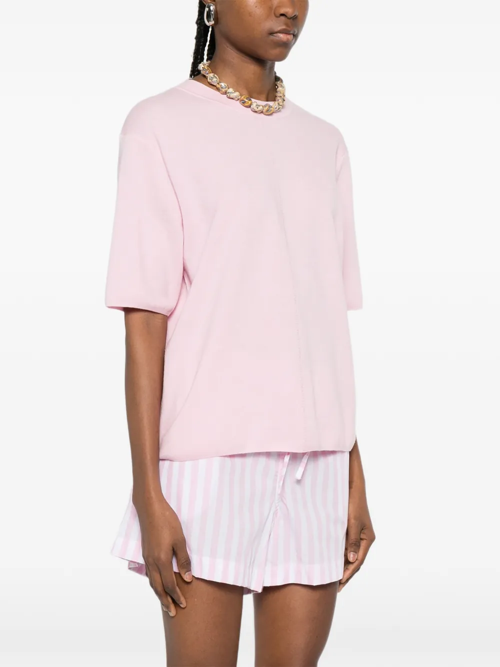  Bompard Loose Round-neck T-shirt - Pink 