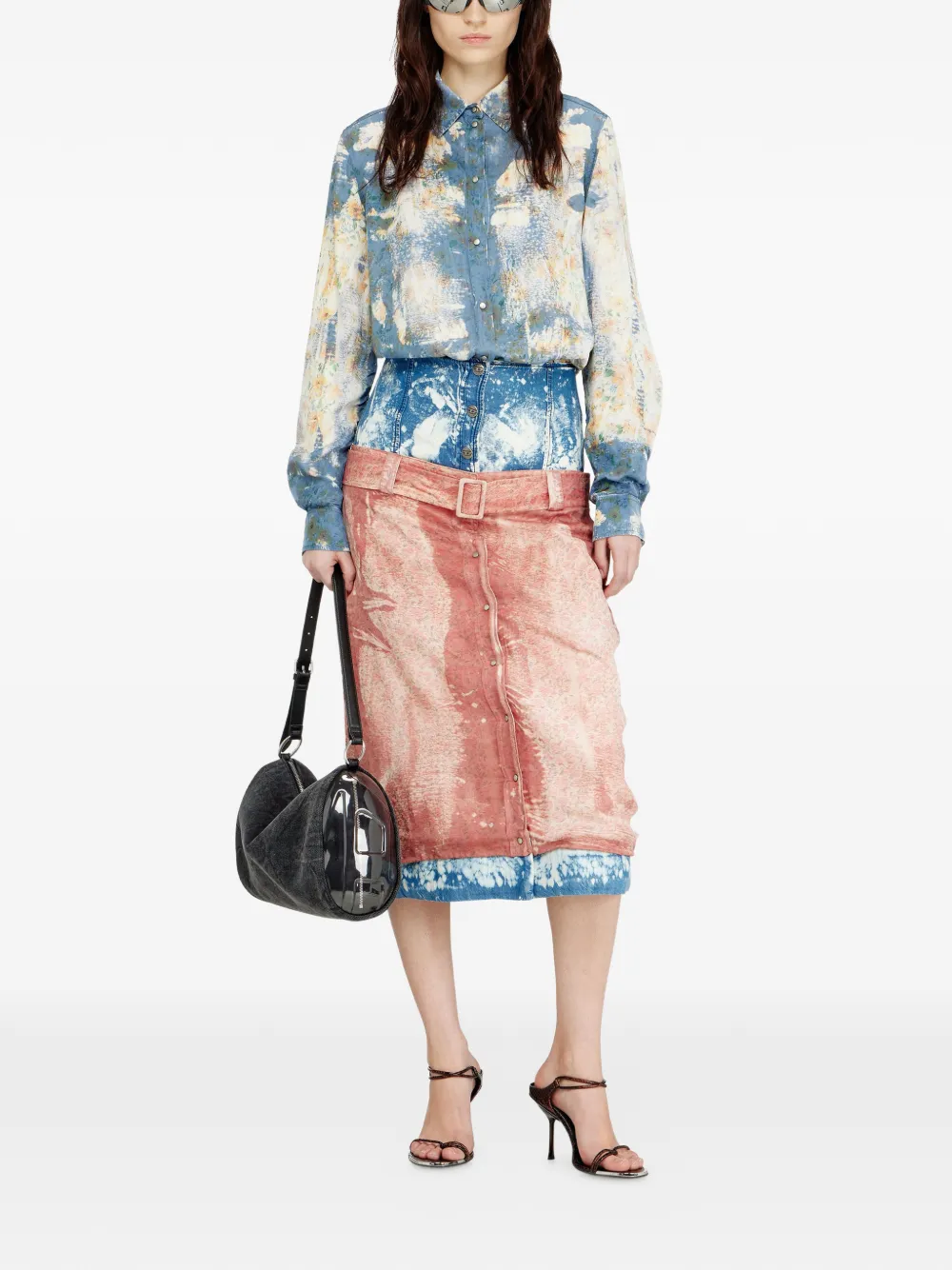  Diesel C-assy Floral-print Long-sleeve Shirt - Blue 