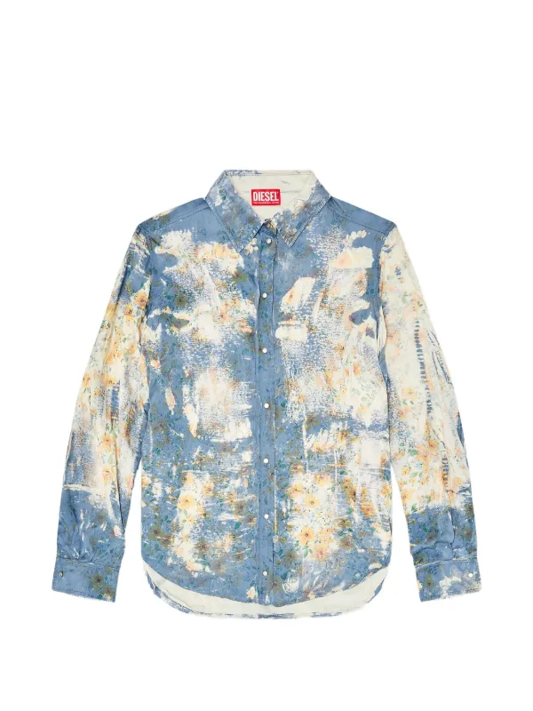 Diesel Shirt With Floral x-ray Effect | Blue | FARFETCH ID