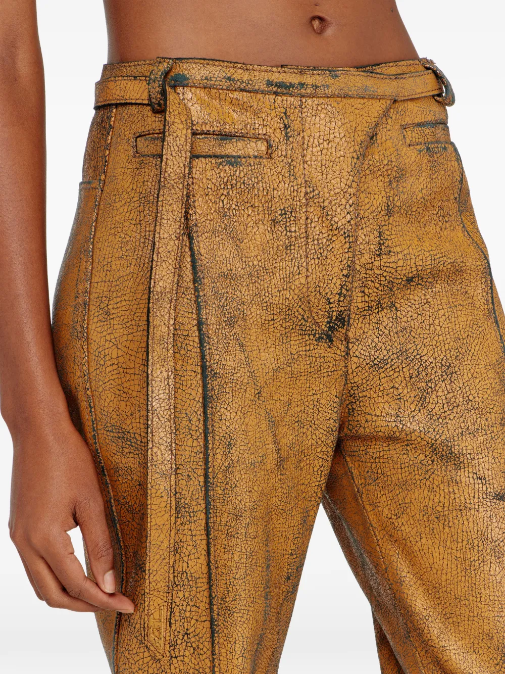Diesel L-Croc leren broek Bruin