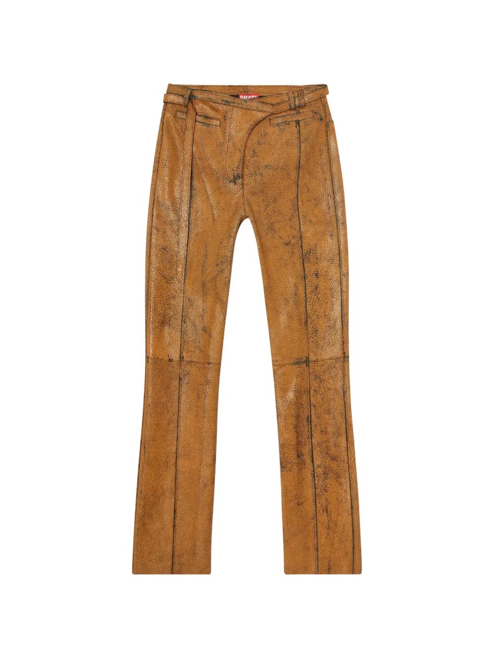 Diesel L-Croc leather trousers - Marrone