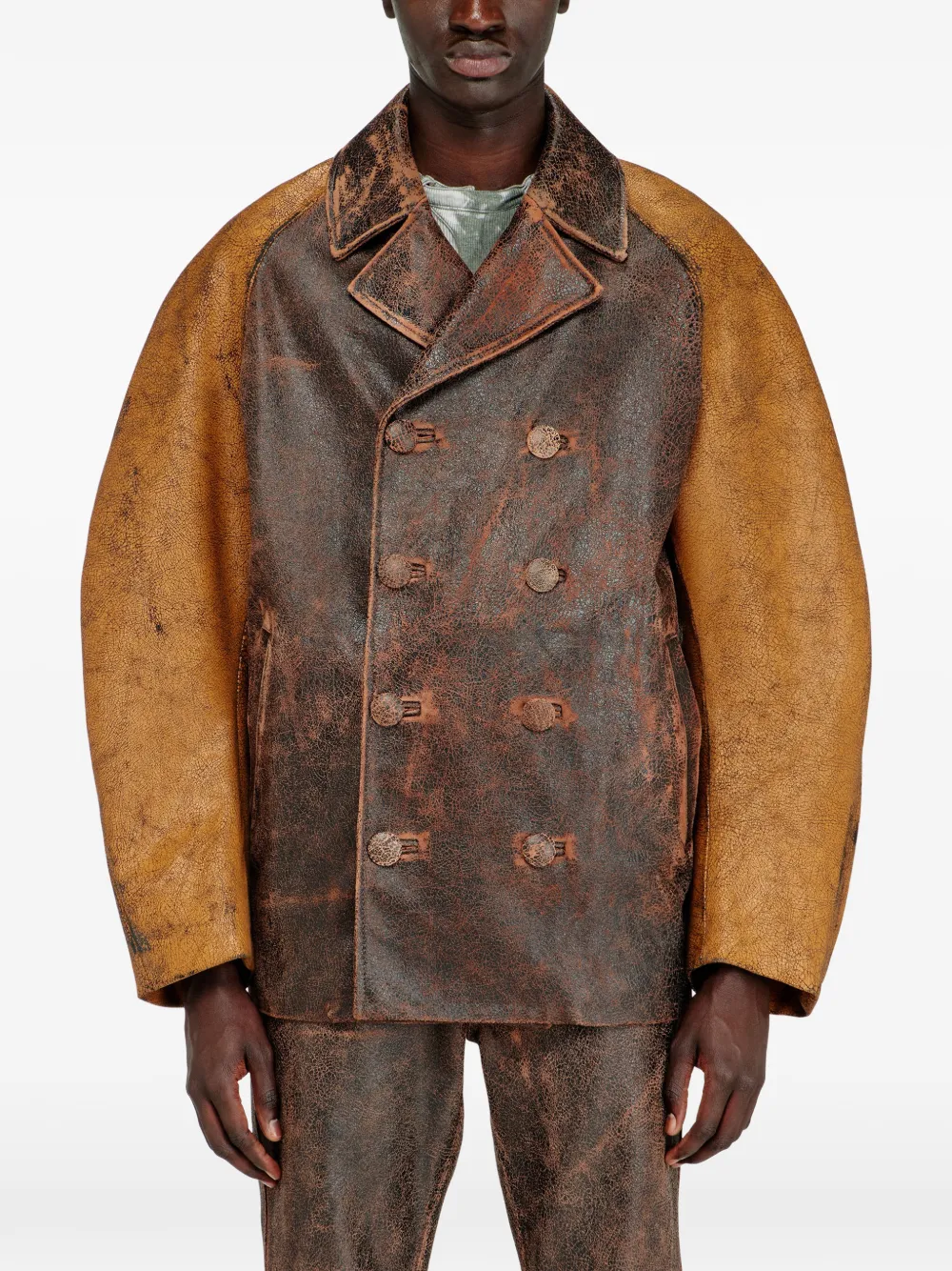  Diesel Nahun Leather Jacket - Brown 