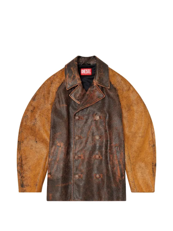 Diesel L-Nahun レザージャケット | ブラウン | FARFETCH JP