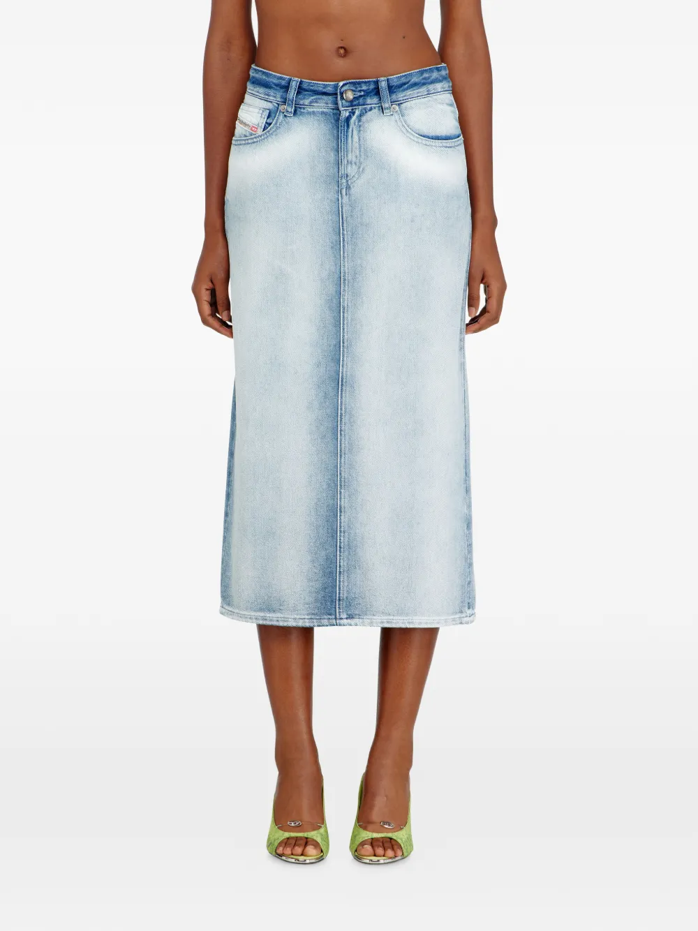 Diesel De-Skye-Fsi denim midi-rok met vijf zakken Blauw