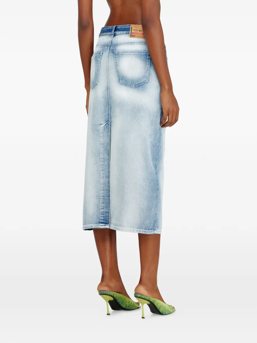 Diesel De-Skye-Fsi denim midi-rok met vijf zakken Blauw