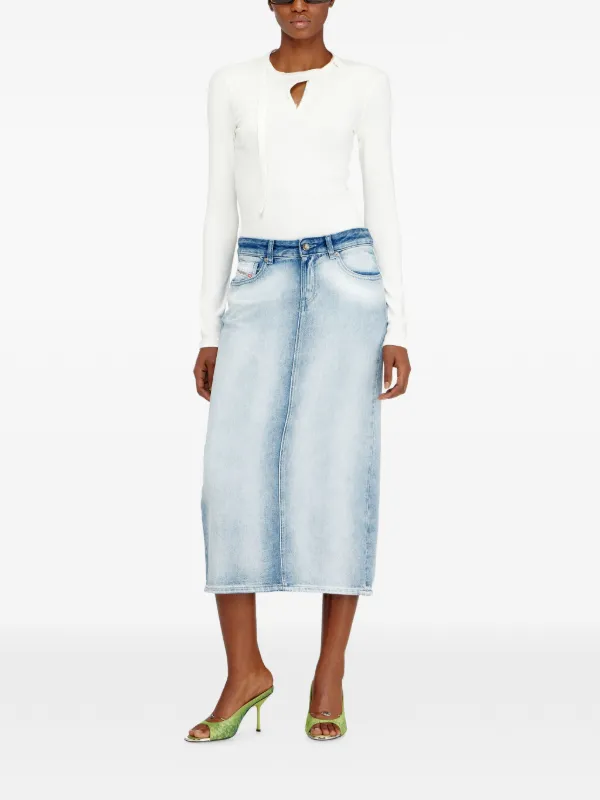 Diesel De-Skye-Fsi five-pocket Midi Denim Skirt | Blue | FARFETCH
