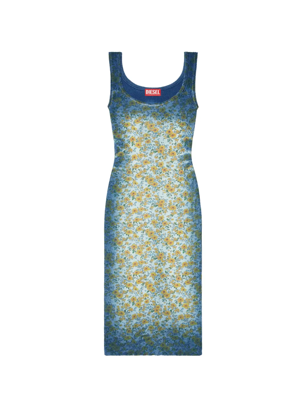 Diesel M-Egita ribbed floral-print midi dress - Blu