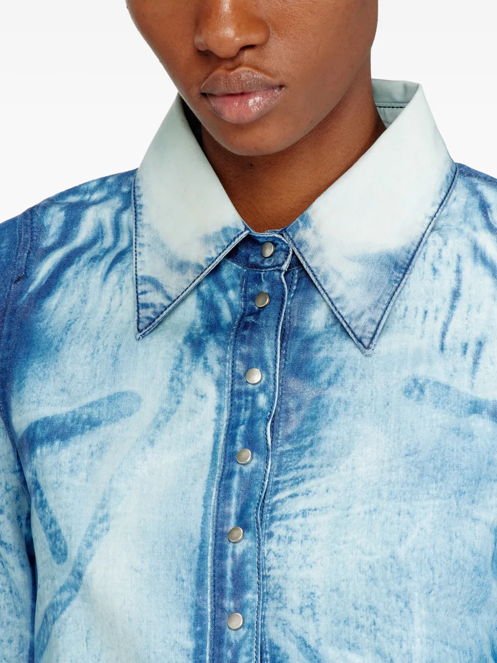 Diesel Blouse van lyocell denim Blauw