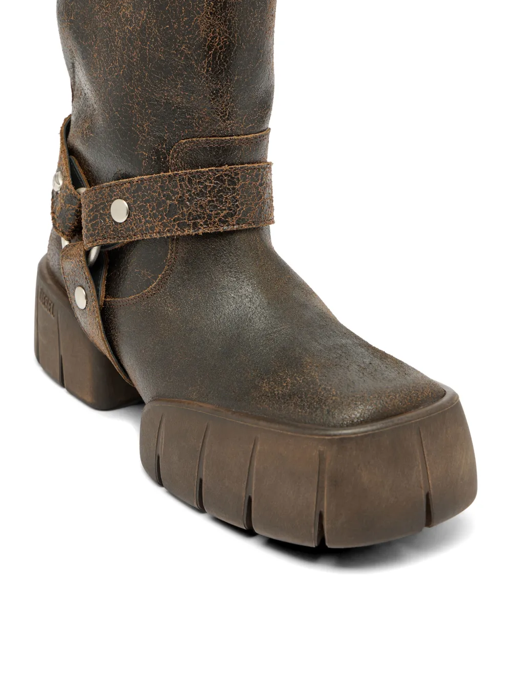 Diesel D-Tex Tu rugged-straps Leather Boots | Brown | FARFETCH IN
