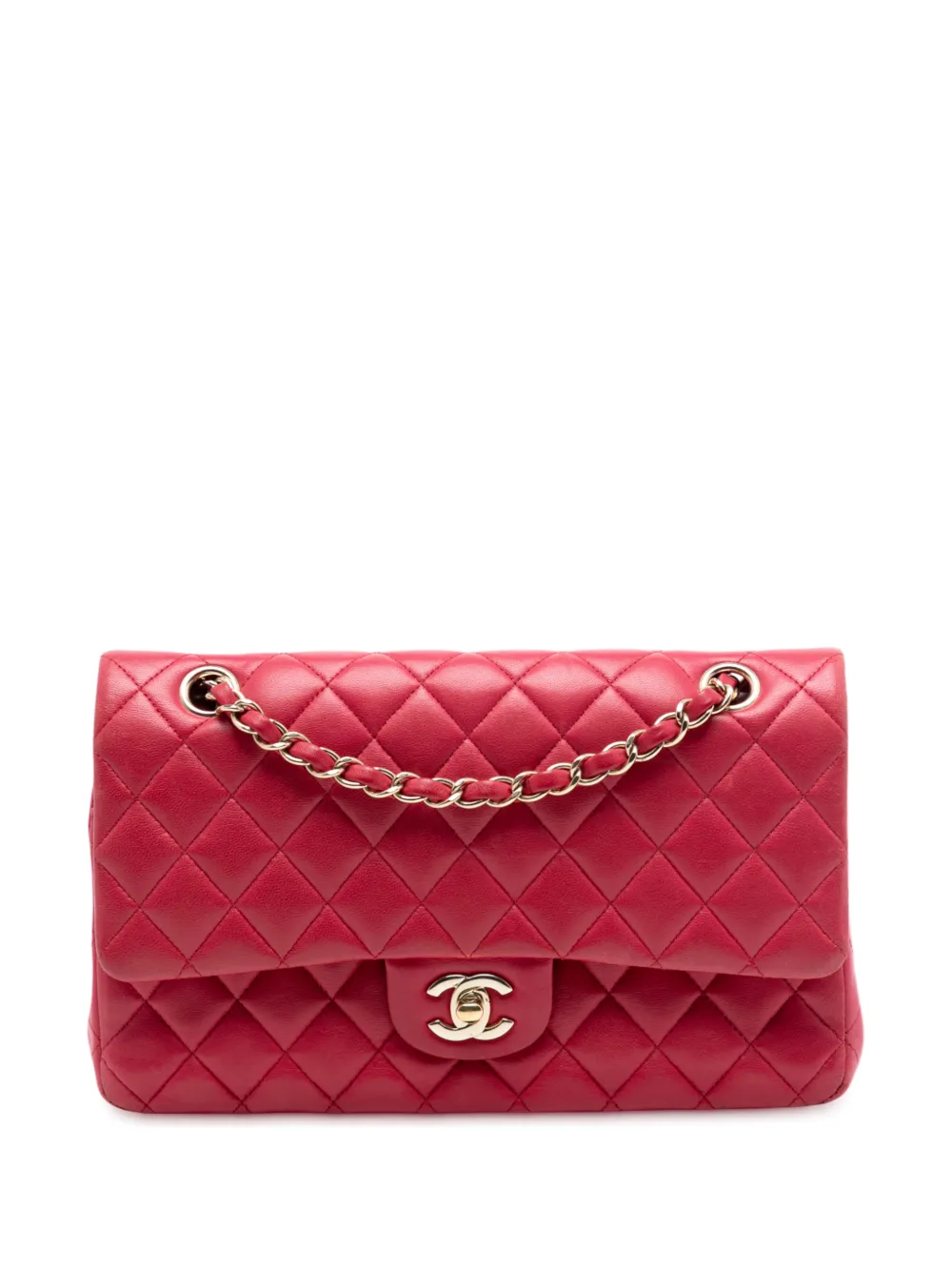 CHANEL Pre-Owned 2015-2016 Medium Classic Lambskin Double Flap shoulder bag - Rosso
