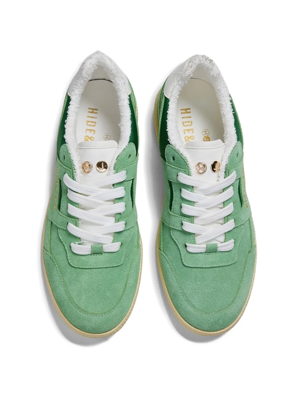 Hide&Jack Shaggy suède sneakers met vlakken Groen