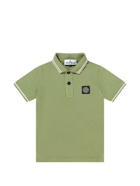Stone Island Junior playera tipo polo con ribete de rayas