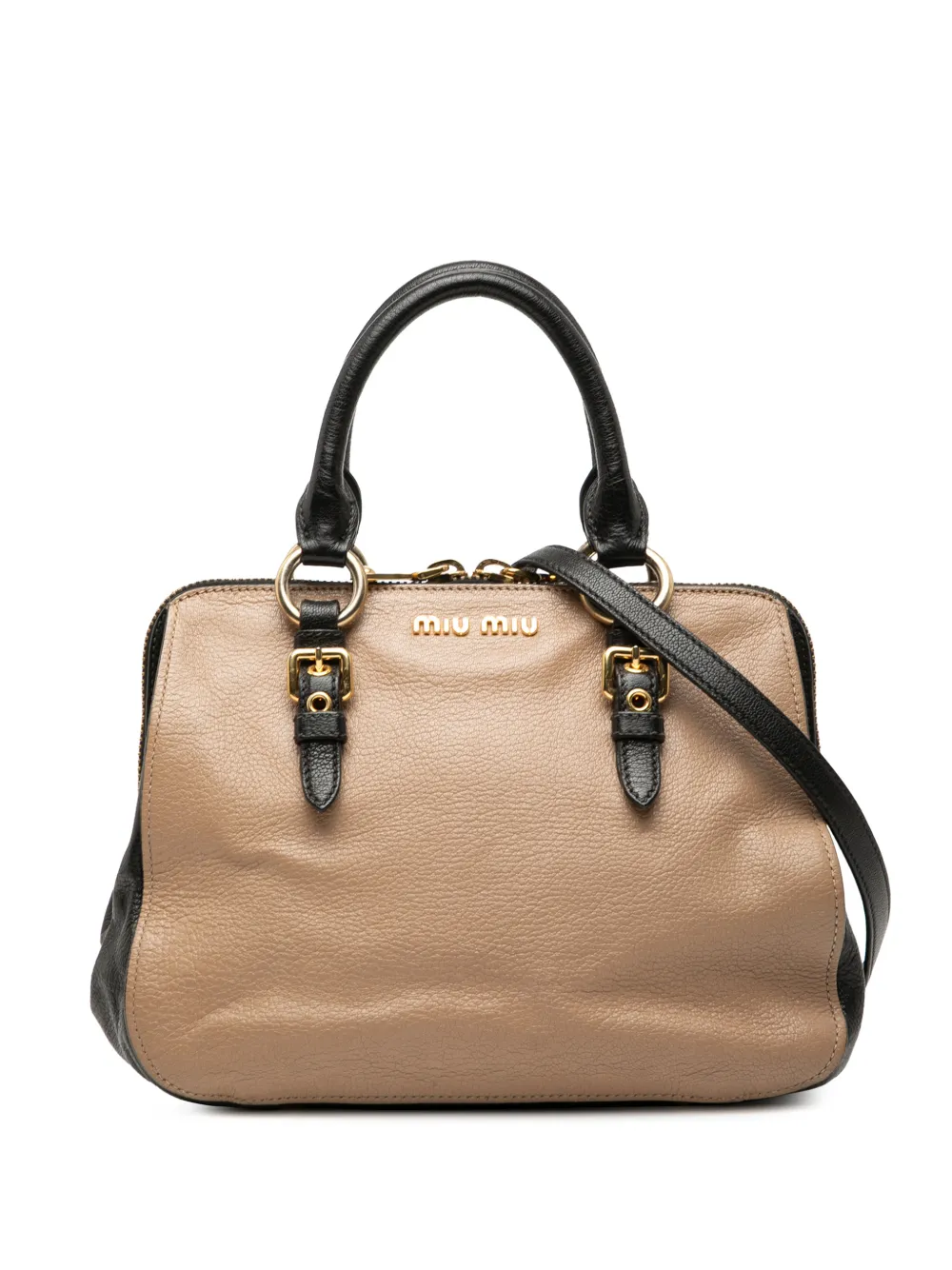 Miu Miu Pre-Owned Borsa a tracolla Madras in pelle di capra bicolore 2010-2025 - Marrone