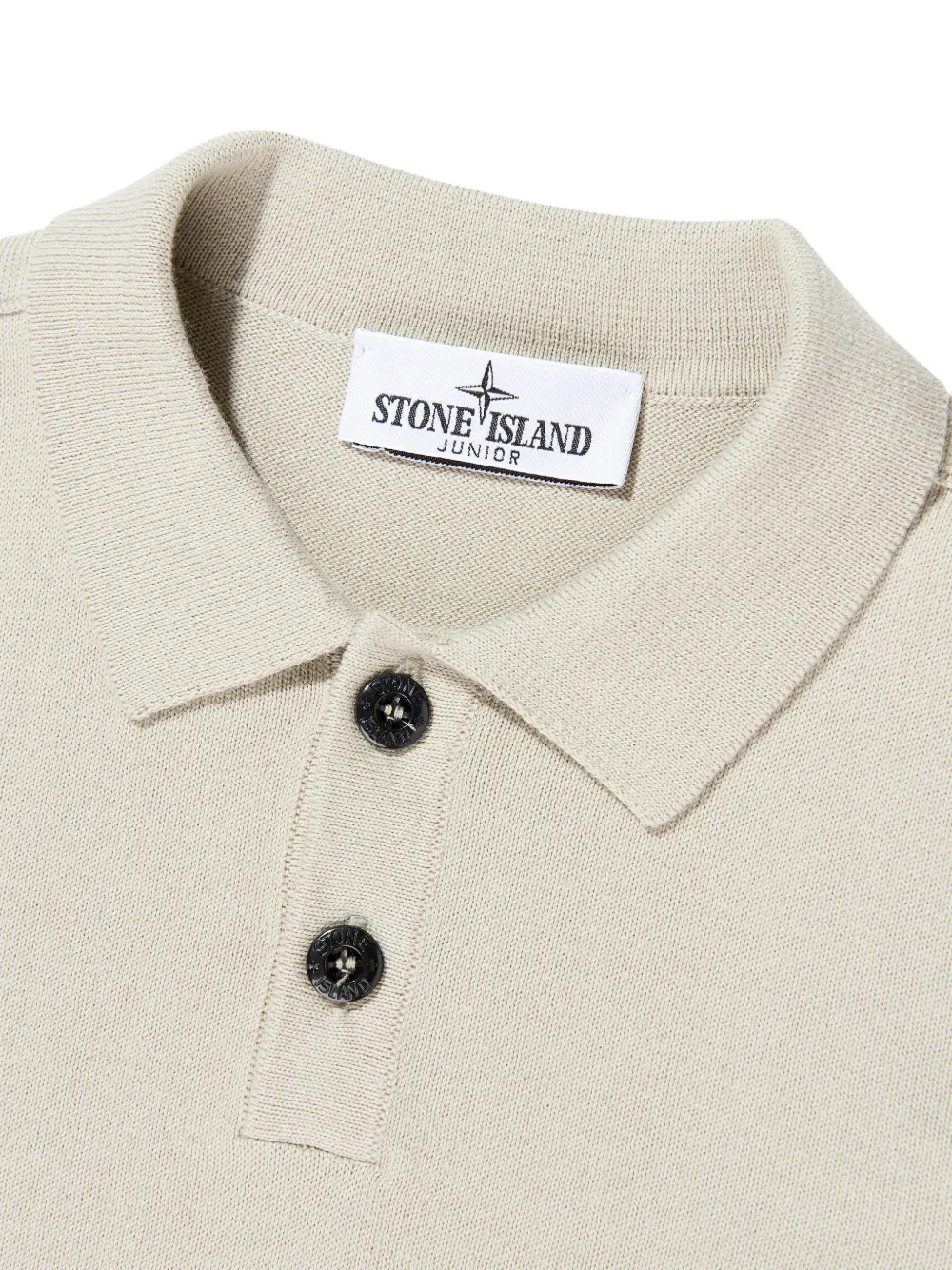 Stone Island Junior Poloshirt met knopen en lange mouwen Beige