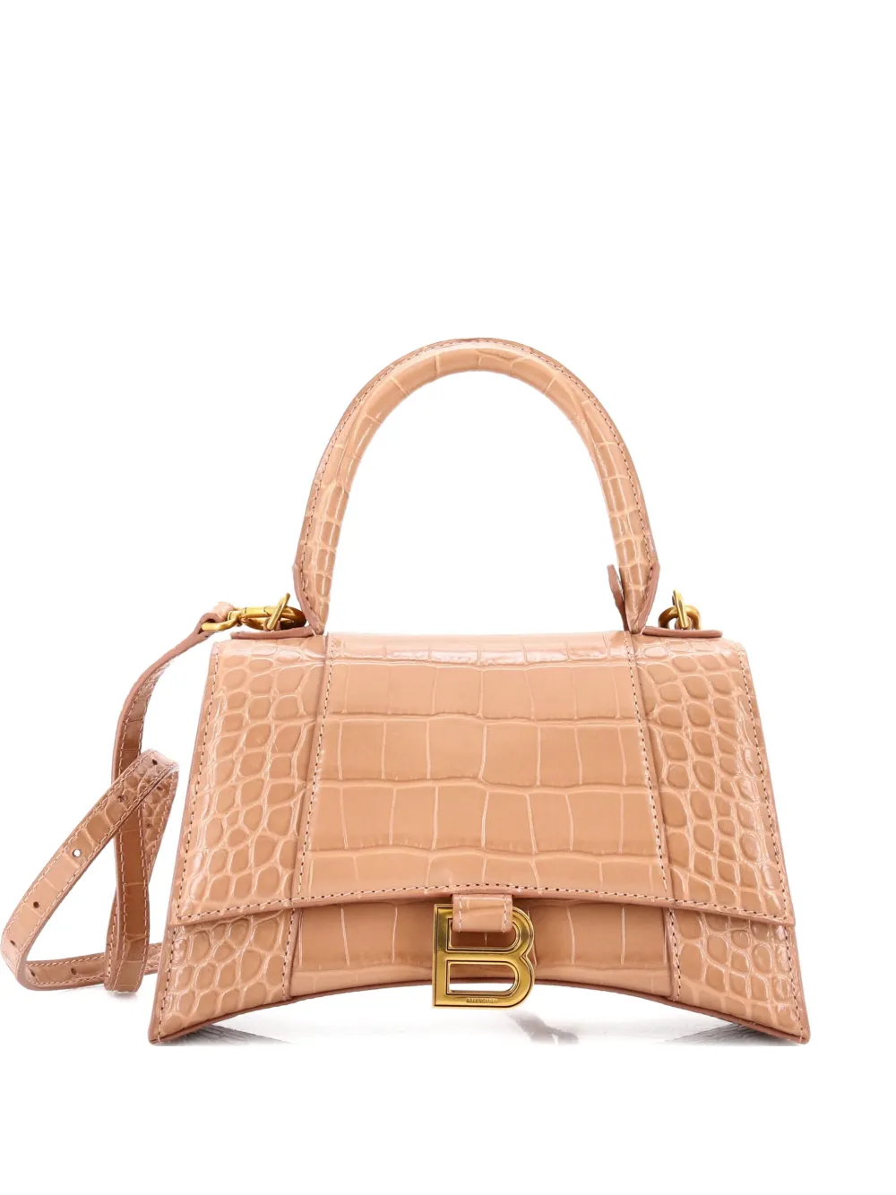 Balenciaga Pre-Owned Hourglass Top Handle Bag Crocodile Embossed Leather Small crossbody bag - Toni neutri