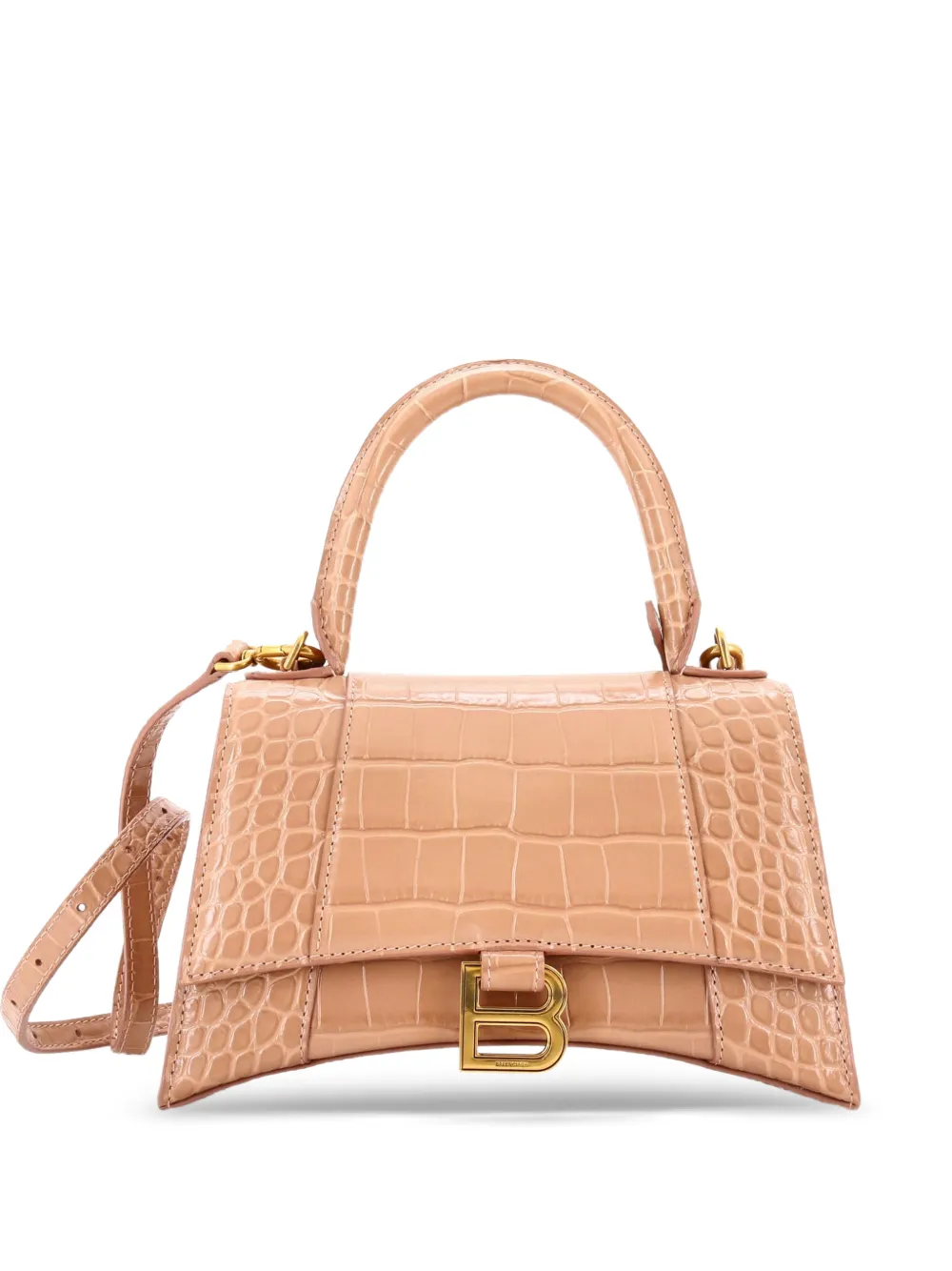 Balenciaga Pre-Owned Hourglass Top Handle Bag Crocodile Embossed Leather Small crossbody bag - Toni neutri
