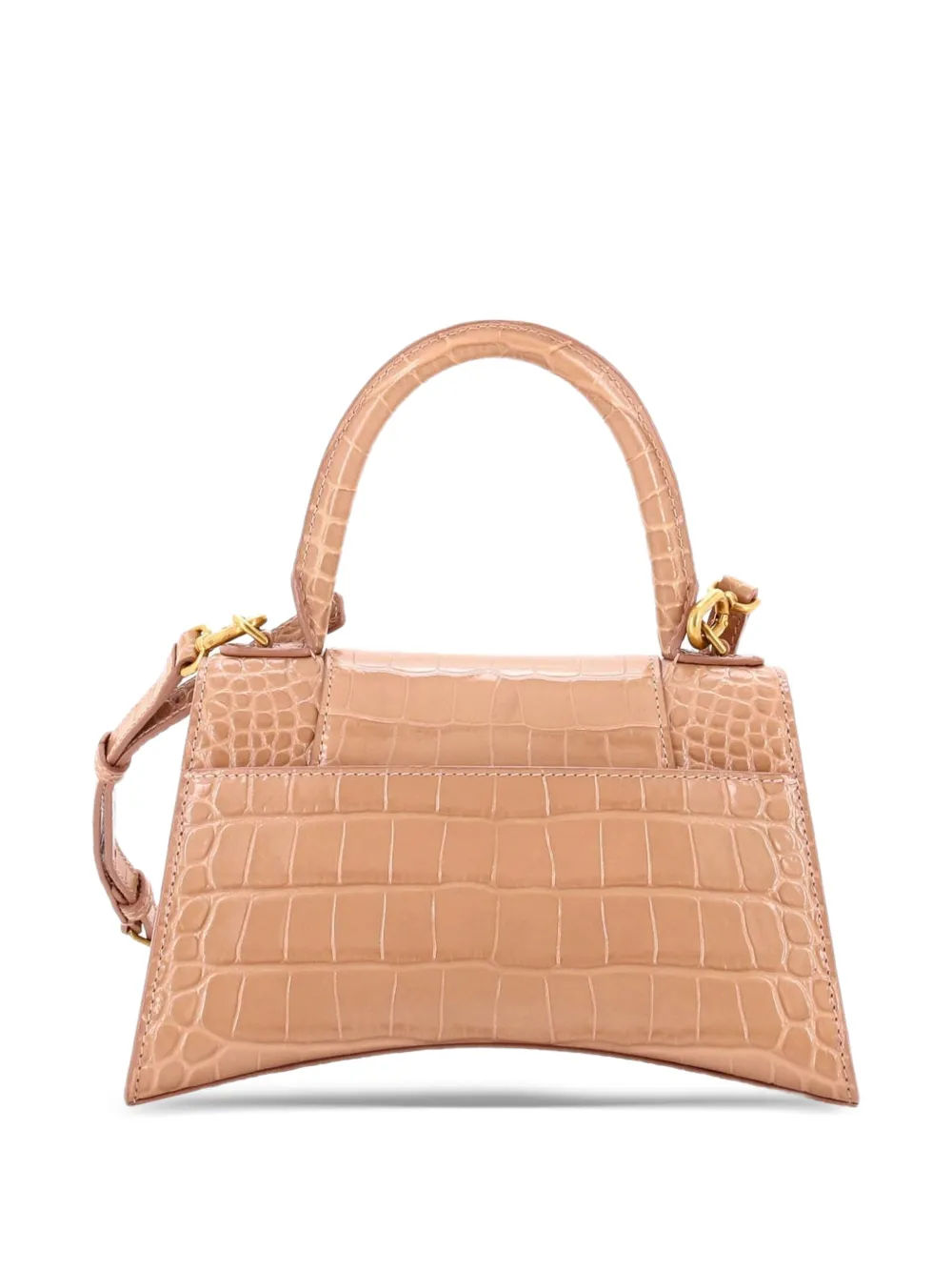  Balenciaga Pre-owned Hourglass Top Handle Bag Crocodile Embossed Leather Small Crossbody Bag - Neutrals 