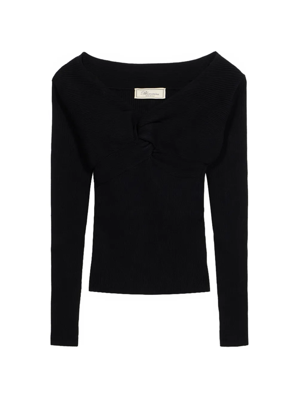 Blumarine V-neck ribbed-knit sweater - Schwarz