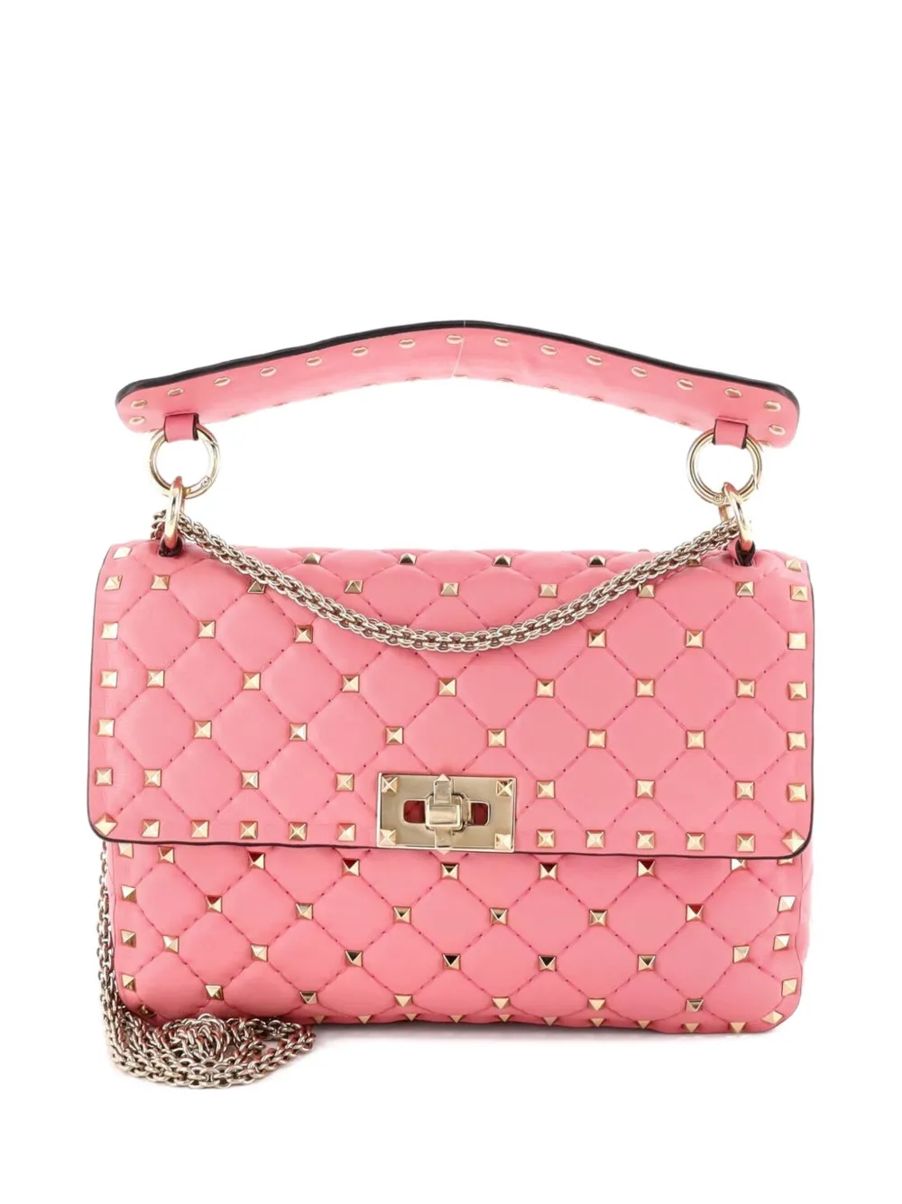 Valentino Garavani Pre-Owned Rockstud Spike Flap Bag Quilted Leather Medium crossbody bag - Rosa