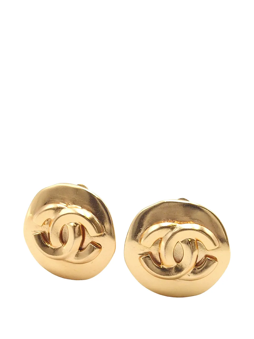 CHANEL Pre-Owned 1996 Gold Plated CC Round Clip on Earrings costume earrings - Oro