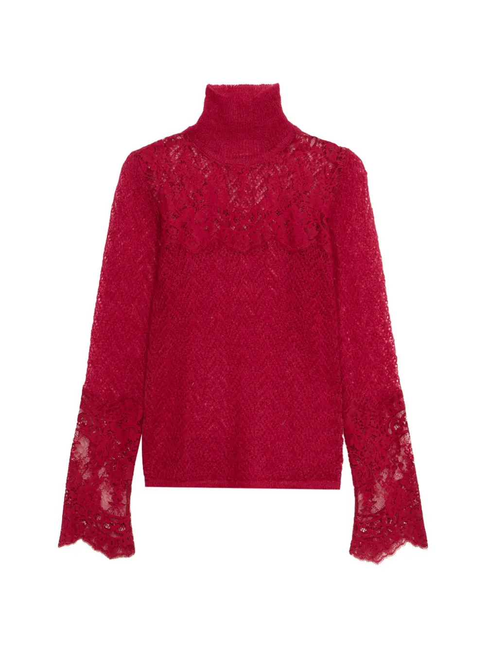 Blumarine lace-panel sweater - Red