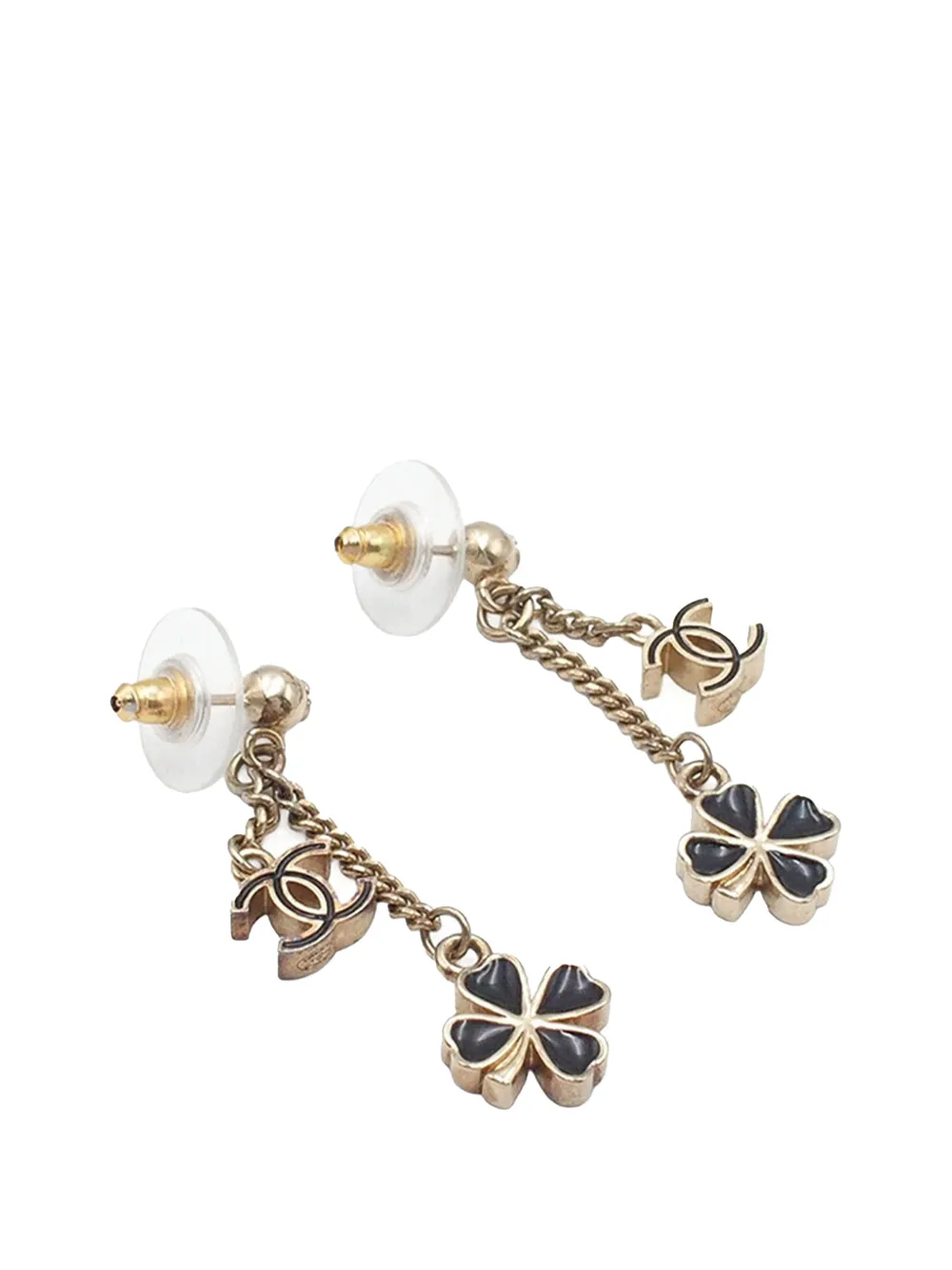 CHANEL Pre-Owned Orecchini CC in metallo placcato oro e resina con chiusura a pressione 2012