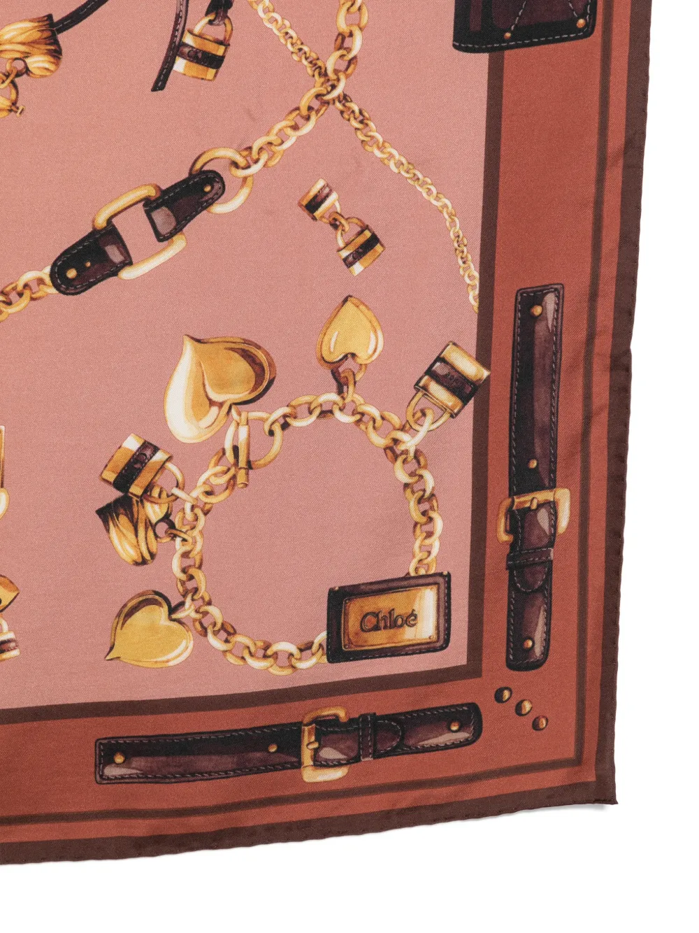Chloé The Paddington zijden twill vierkante sjaal Bruin