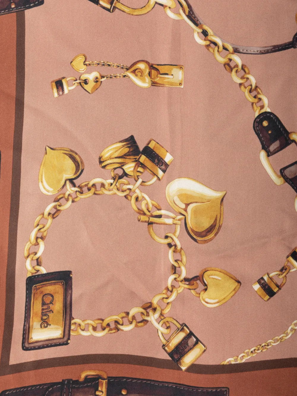 Chloé The Chloé Paddington Square Scarf in Silk Twill in Brown, view 2