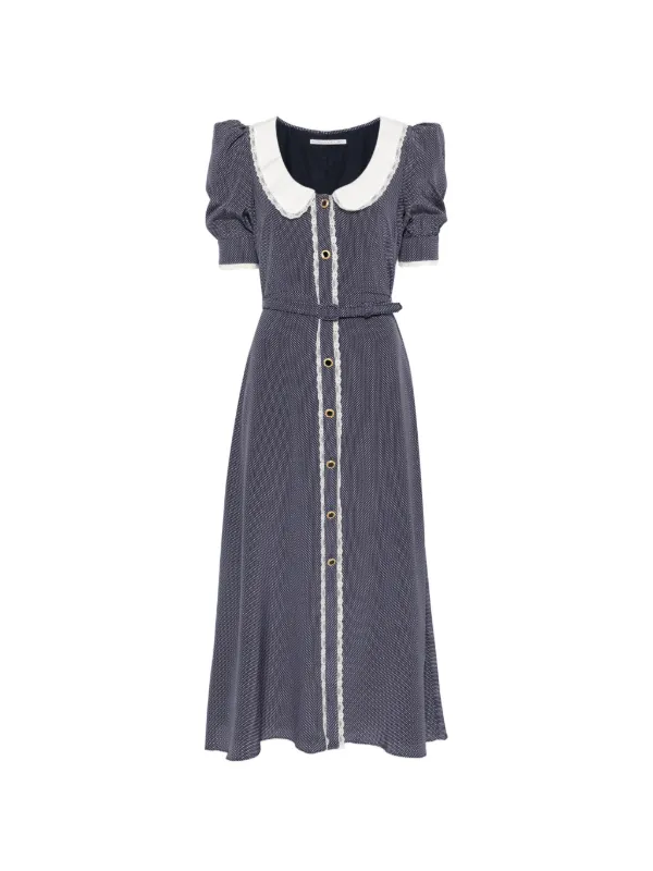 Alessandra Rich Polka-dot Midi Dress in Blue