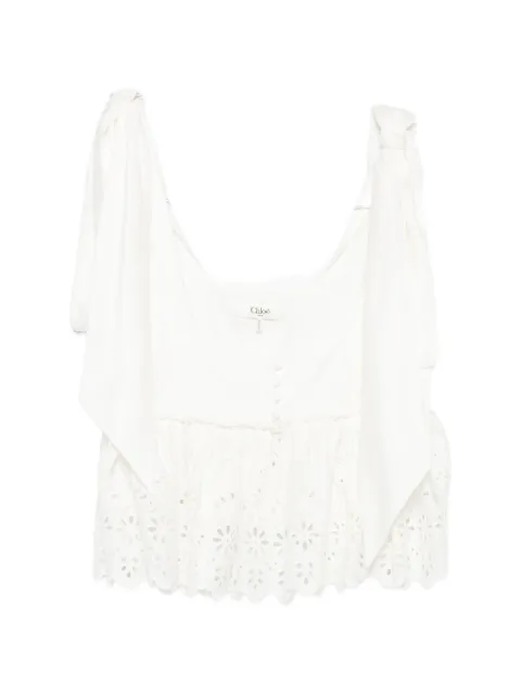 Chloé top con bordado inglés y lazo