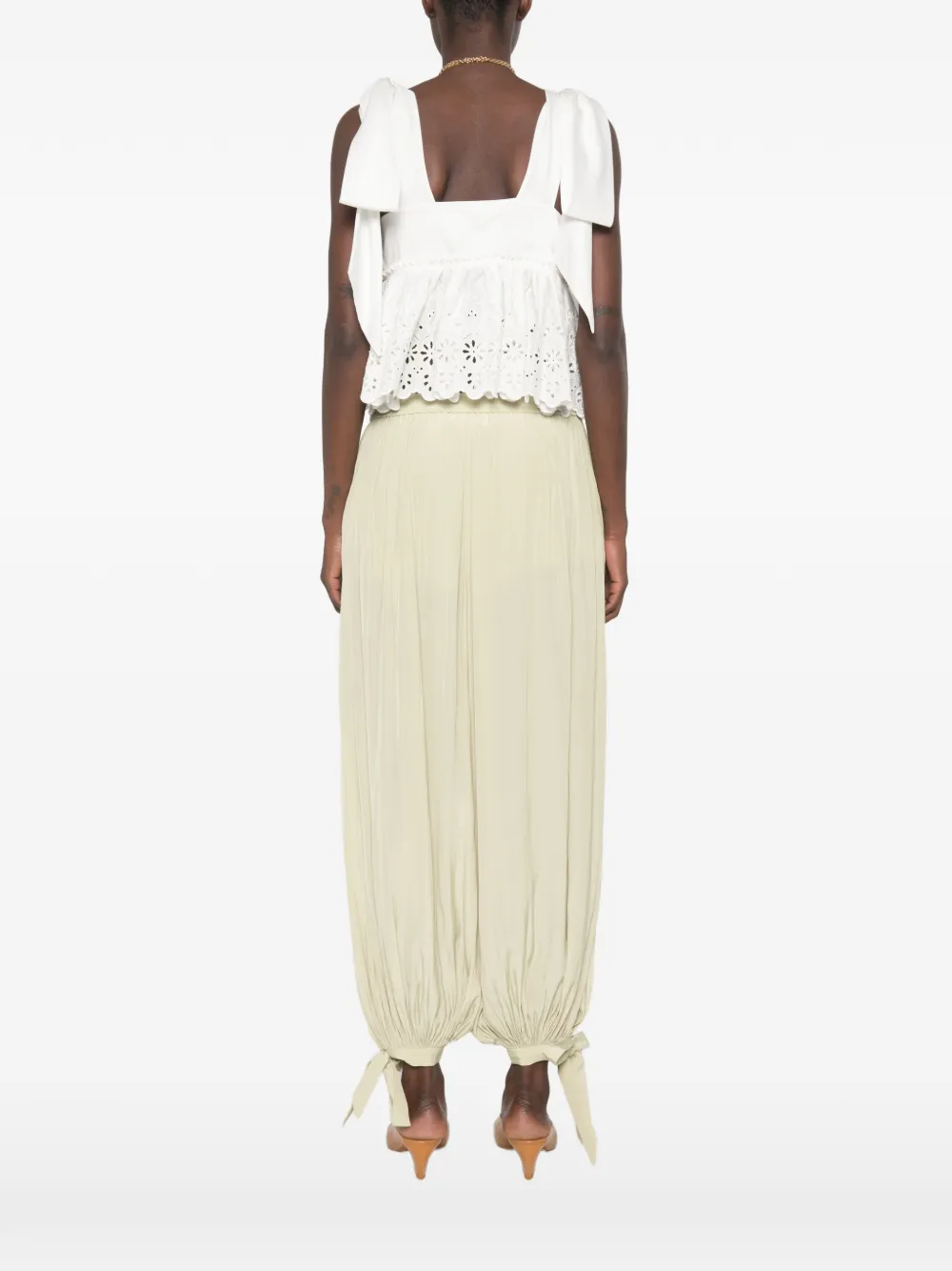 Chloé Cropped top met gestrikte band van zacht katoen Wit
